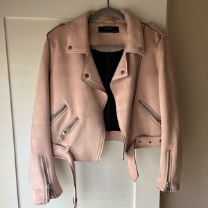 Zara pink suede biker jacket